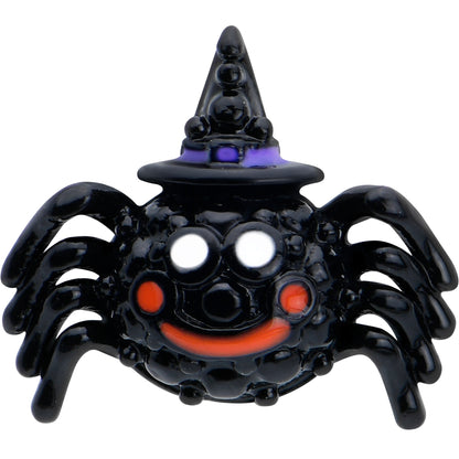 20G 1/4 Black Halloween Witchy Smiling Spider Nose Bone