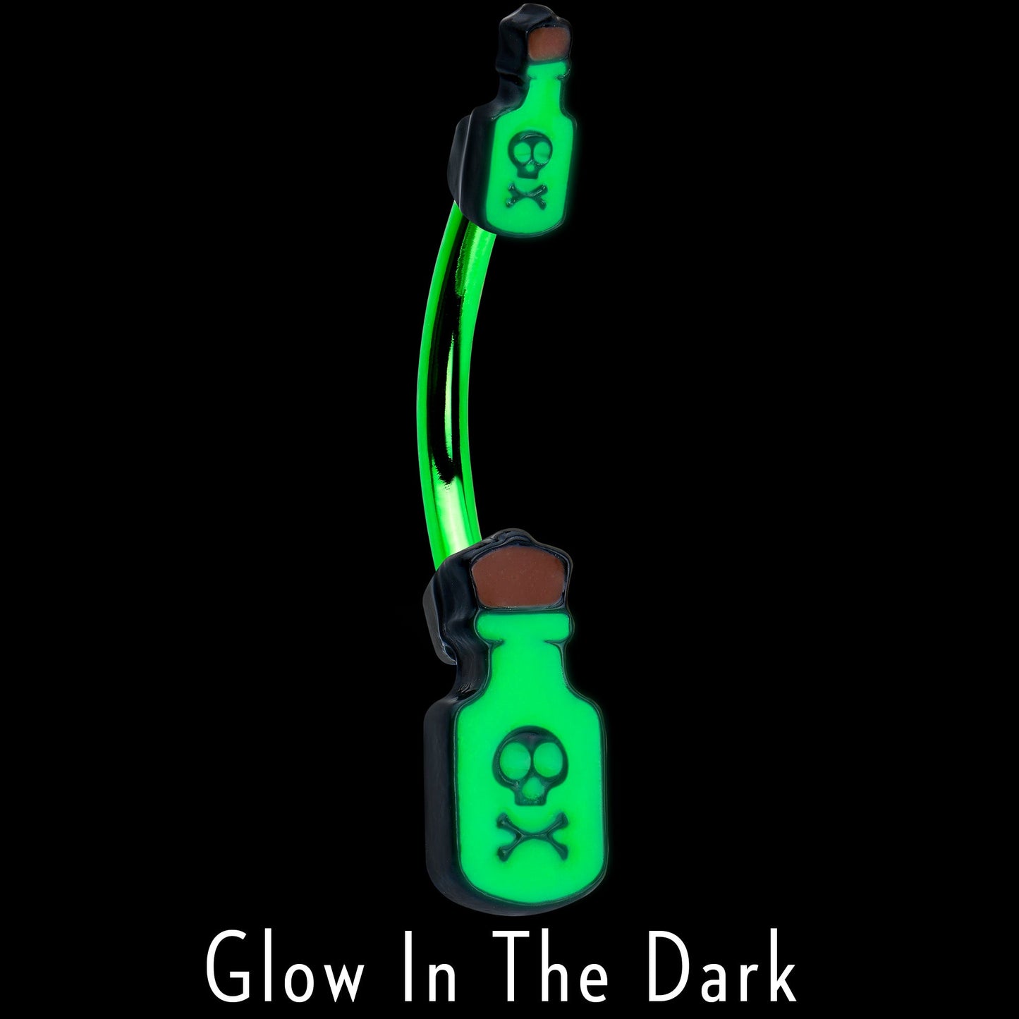 Green Poison Bottle Glow in the Dark Halloween Double Mount Belly Ring
