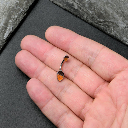 Autumn Acorn Brown Orange Fall Double Mount Belly Ring