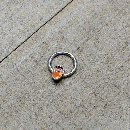 16G 3/8 Autumn Acorn Orange Brown Hinged Segment Ring