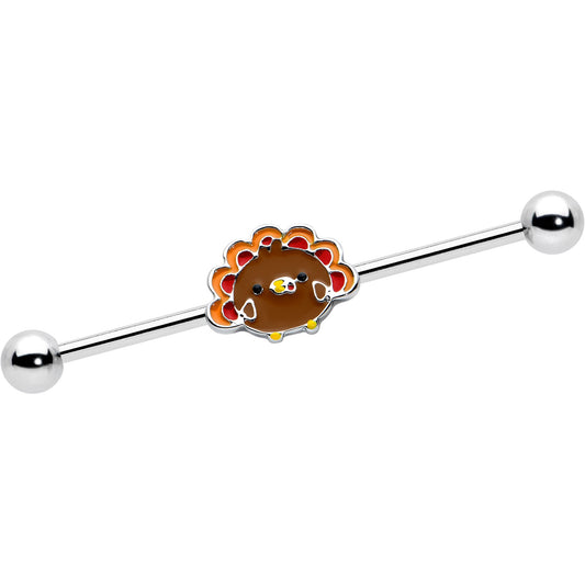 14G Cute Colorful Turkey Thanksgiving Industrial Barbell 38mm