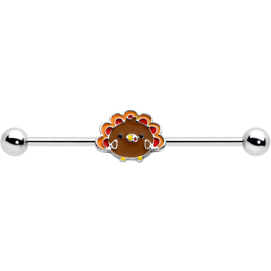 14G Cute Colorful Turkey Thanksgiving Industrial Barbell 38mm