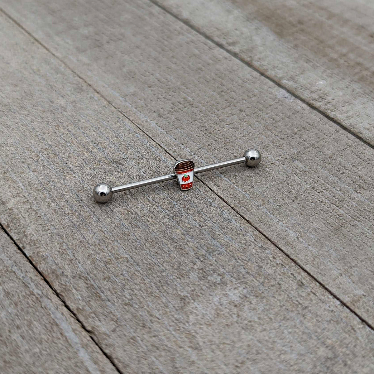 14G Sweet Pumpkin Latte Thanksgiving Industrial Barbell 38mm
