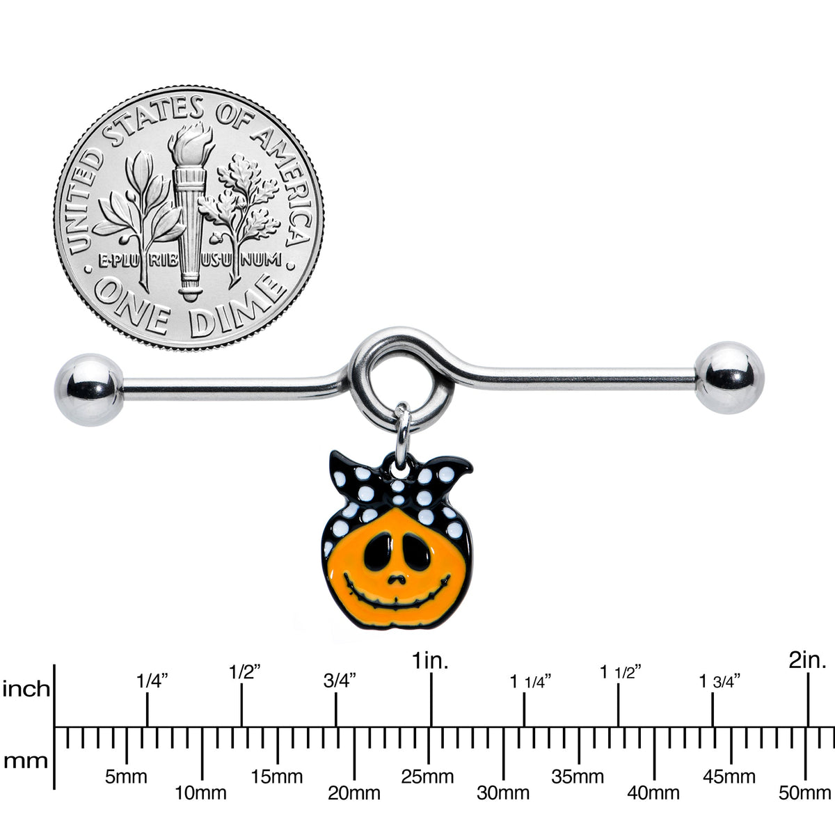 14G Halloween Kerchief Pumpkin Dangle Project Bar 38mm
