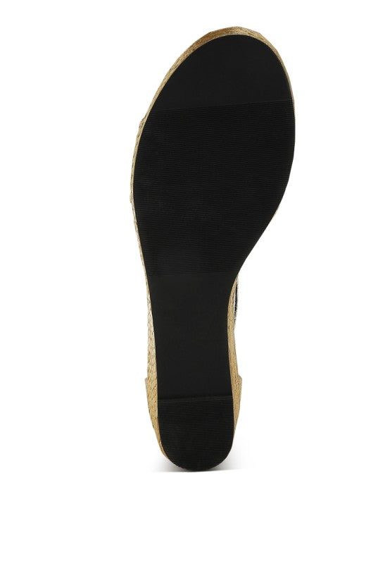 Utah Faux Leather Snake Wedge Espadrilles
