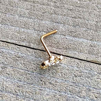 20G 7mm Clear Gem Gold Tone Luscious Lizard L Shape Nose Ring