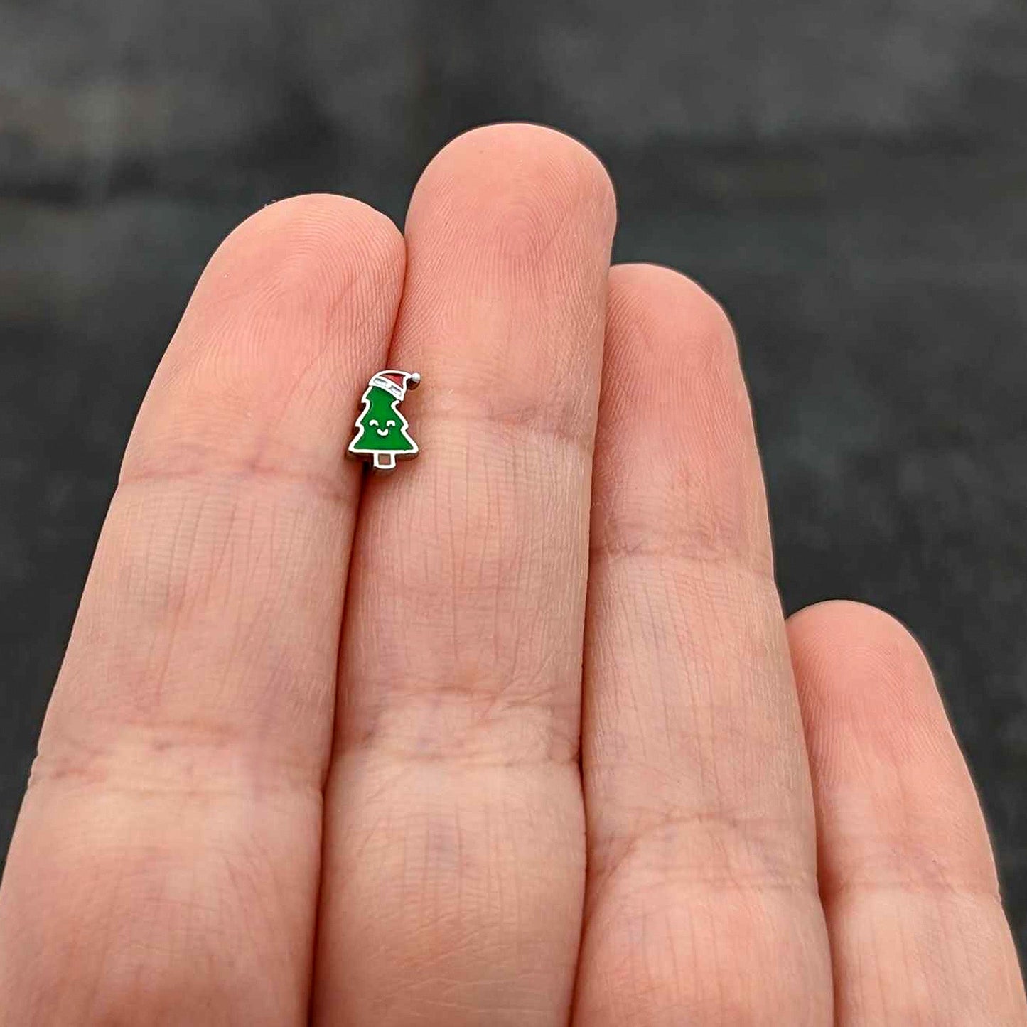 16G 5/16 Happy Christmas Tree Hat Labret Monroe Tragus