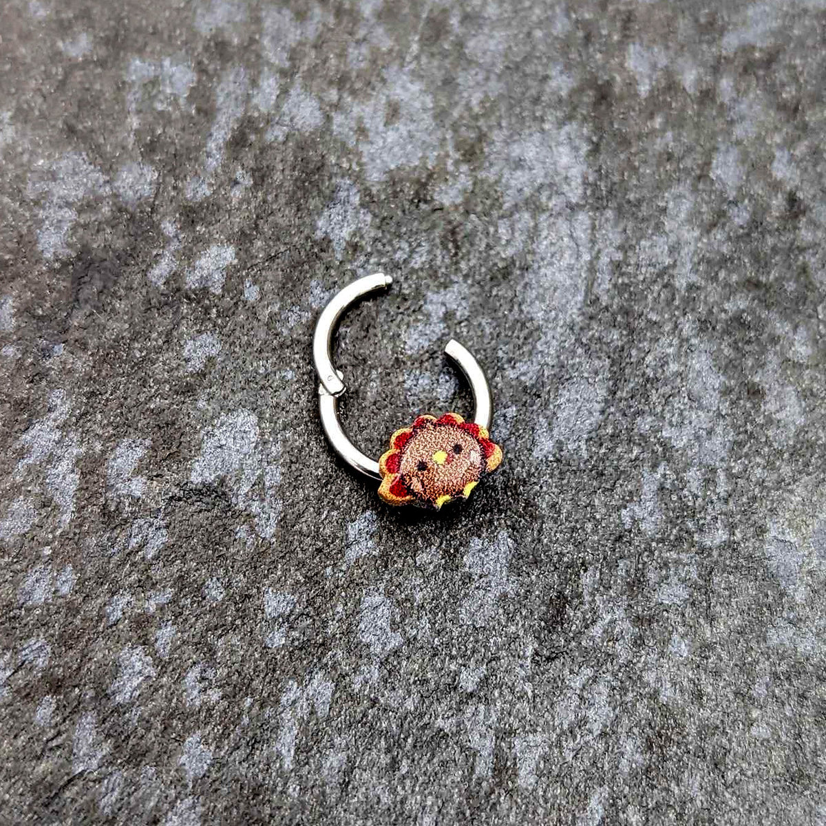 16G 5/16 Sweet Tiny Turkey Thanksgiving Hinged Segment Ring