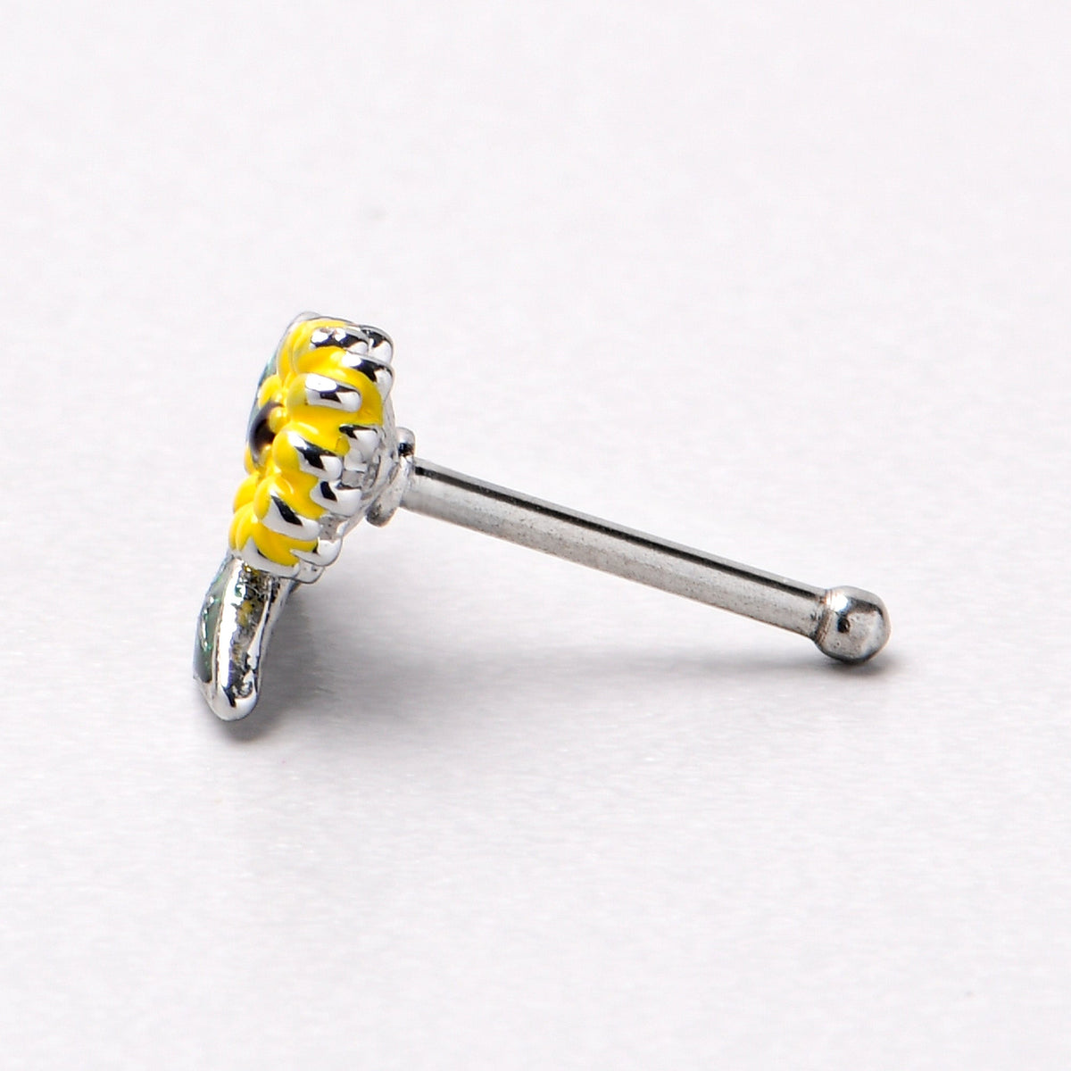 20G 1/4 Cheery Inlay Sunflower Nose Bone