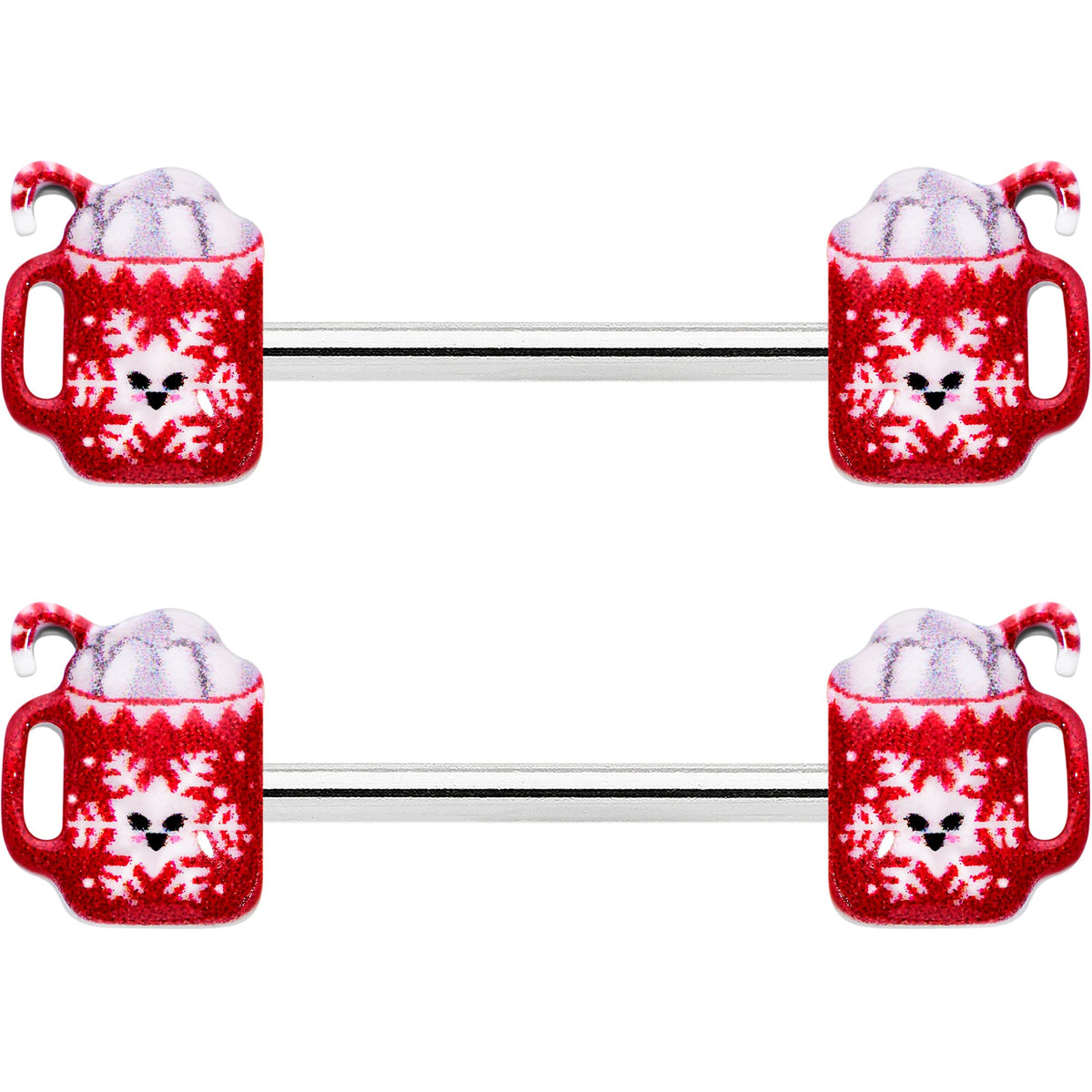 14G 9/16 Sweet Hot Cocoa Holiday Barbell Holiday Nipple Ring Set