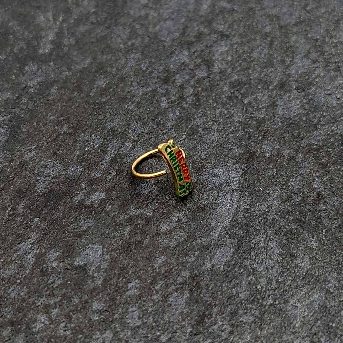 20G 5/16 Gold Tone Merry Christmas Inlaid Nose Hoop