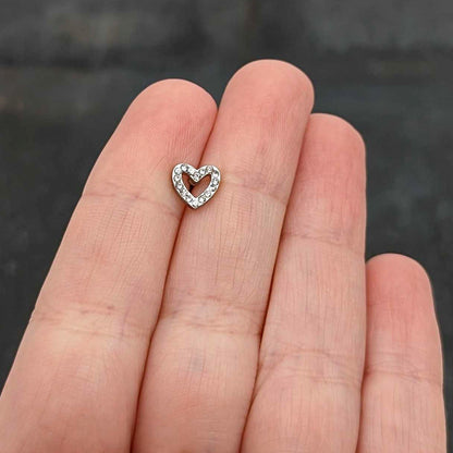 16G 1/4 Clear Gem Open Heart Valentine Cartilage Tragus Earring