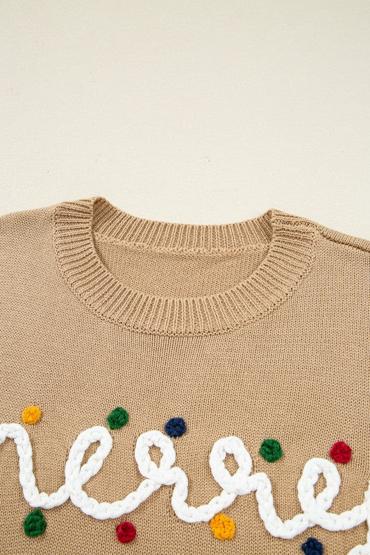 Christmas Merry Dot Dolman Sleeve Sweater