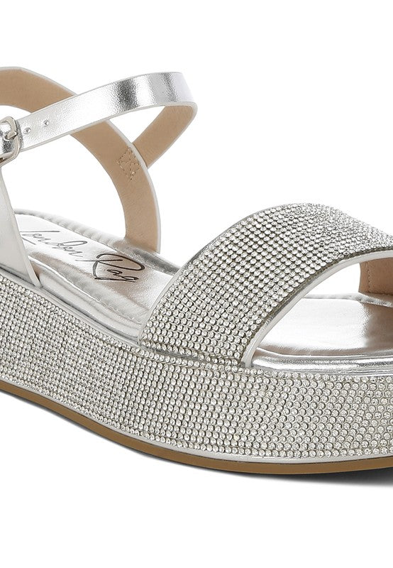 Nensis Rhinestone Embellished Flatform Sandals
