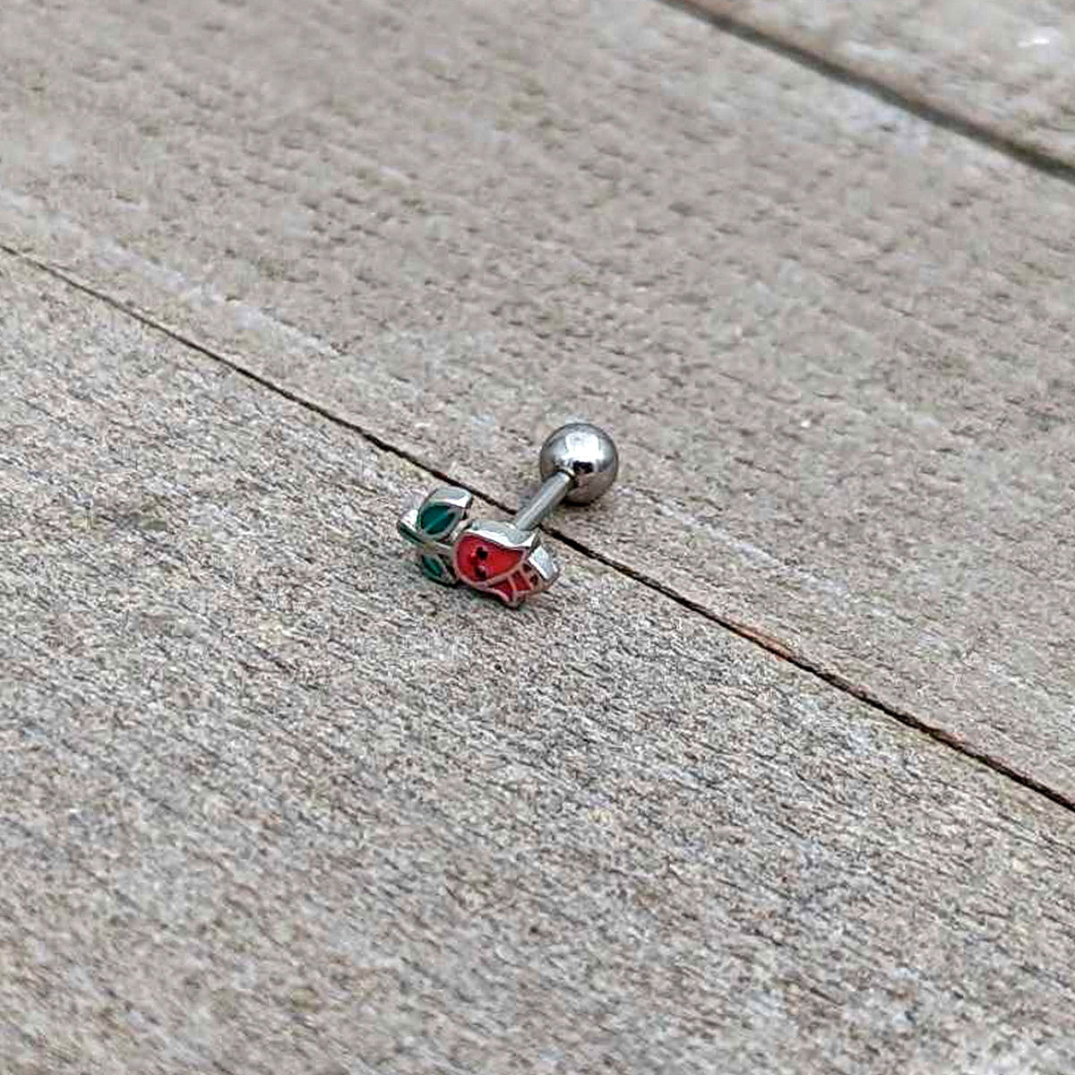 16G 1/4 Sweet Happy Rose Flower Cartilage Tragus Earring