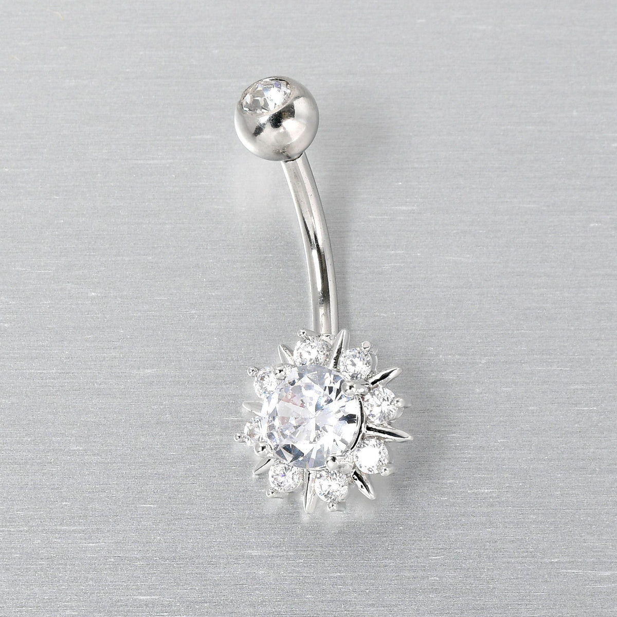 Clear CZ Gem Luxury Sun Splash Belly Ring