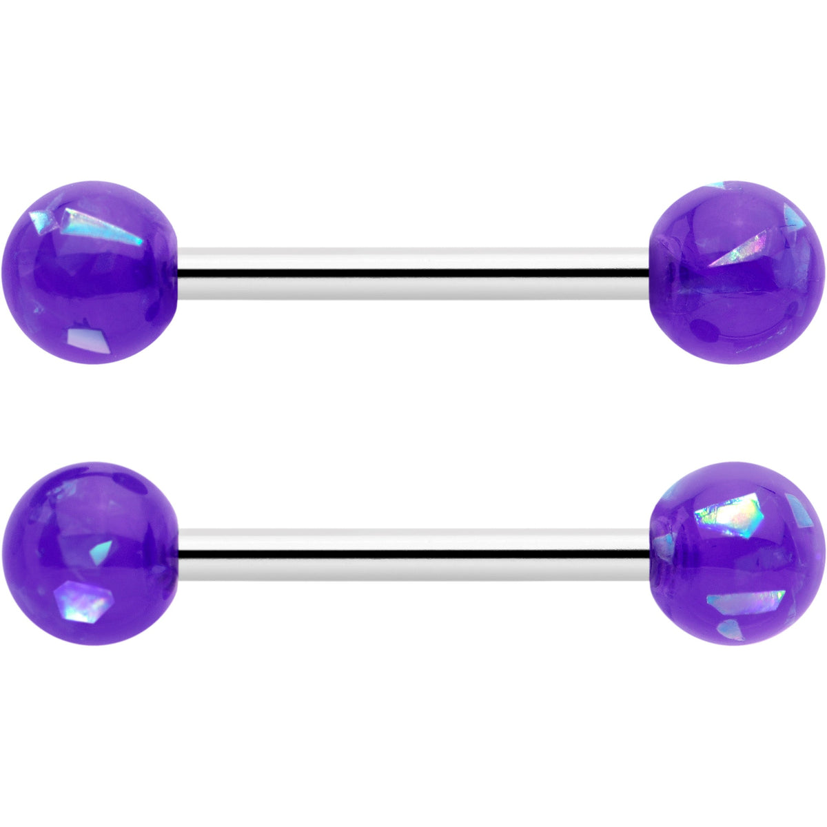 14G 9/16 Purple Faux Opal Horseshoe Barbell Nipple Ring Set of 4