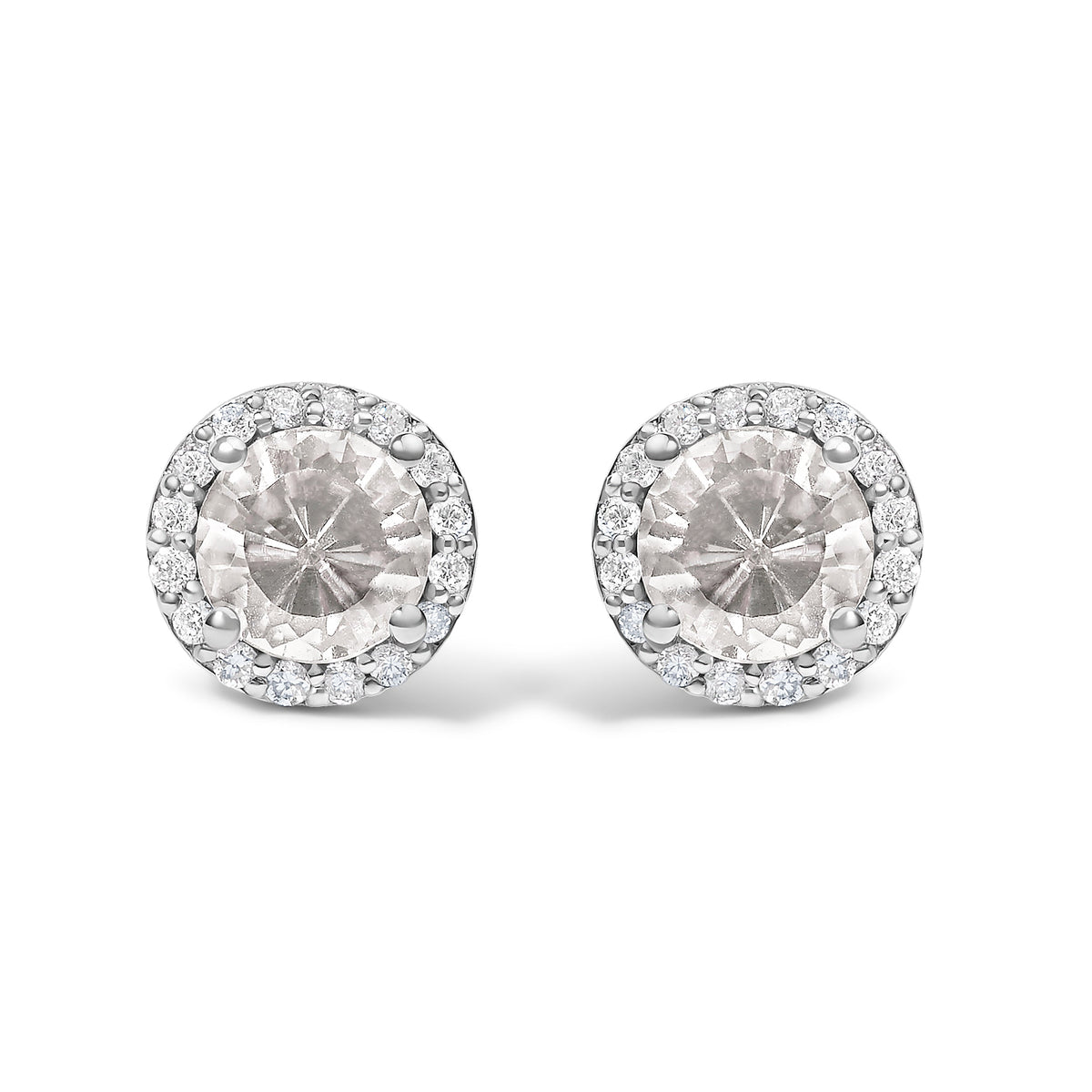 10K White Gold Purple Amethyst and 1/6 Cttw Diamond Halo Stud Earring