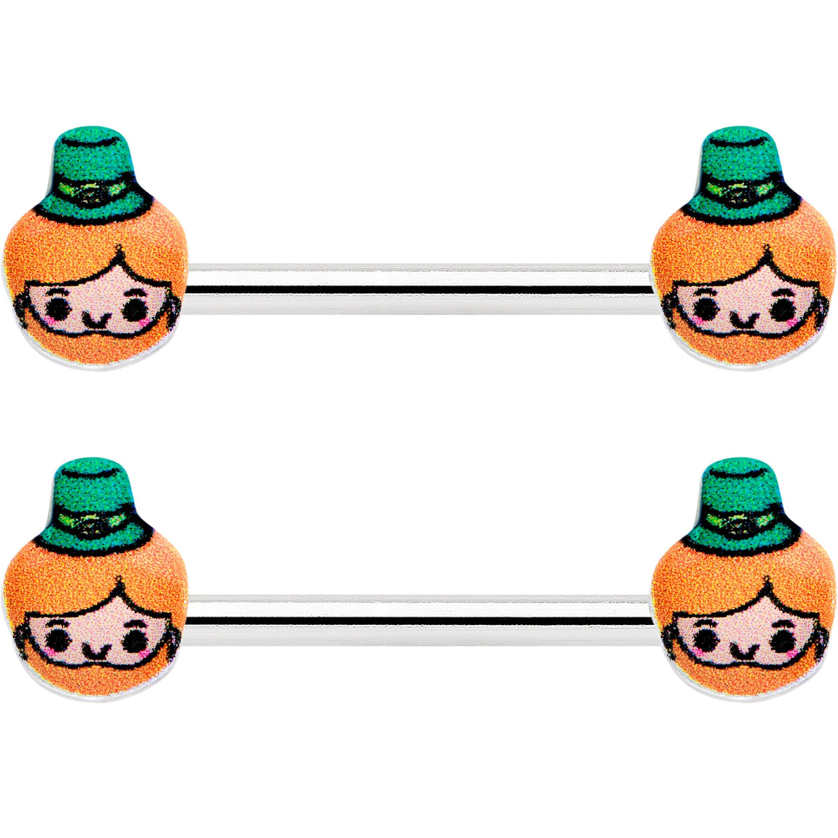 14G 9/16 Sweet Happy Leprechaun St Patricks Day Nipple Ring Set
