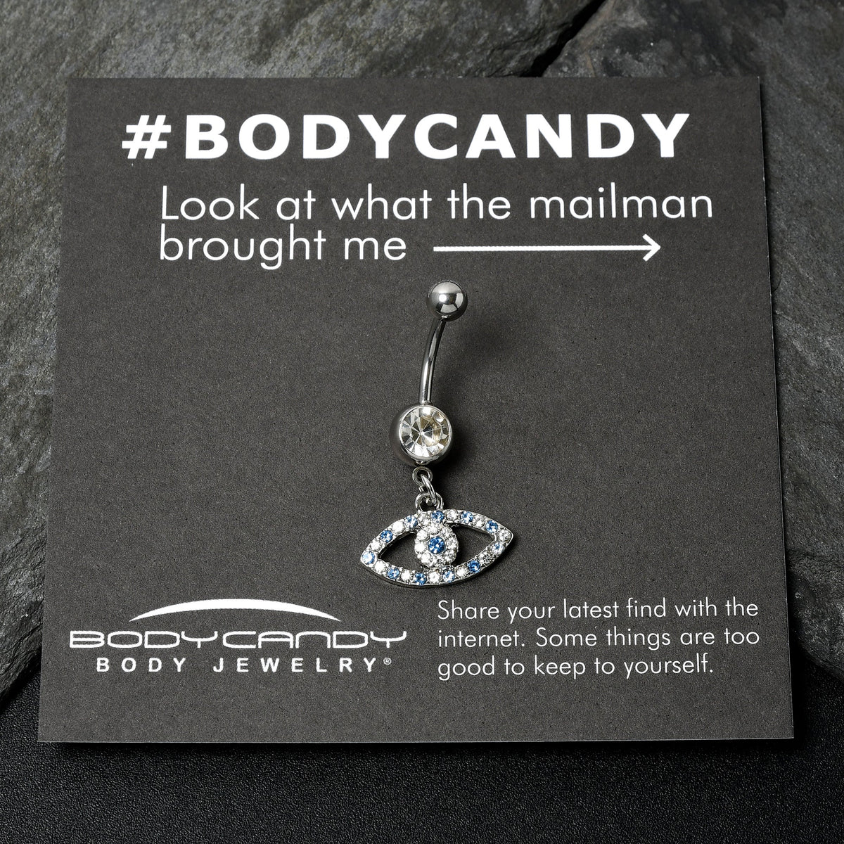 Blue Clear Gem Wide Eye Dangle Belly Ring