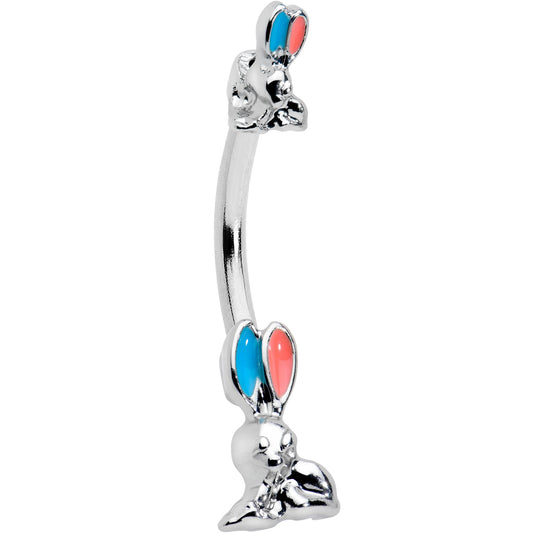 Easter Bunny Red Blue Ears Double Mount Belly Ring