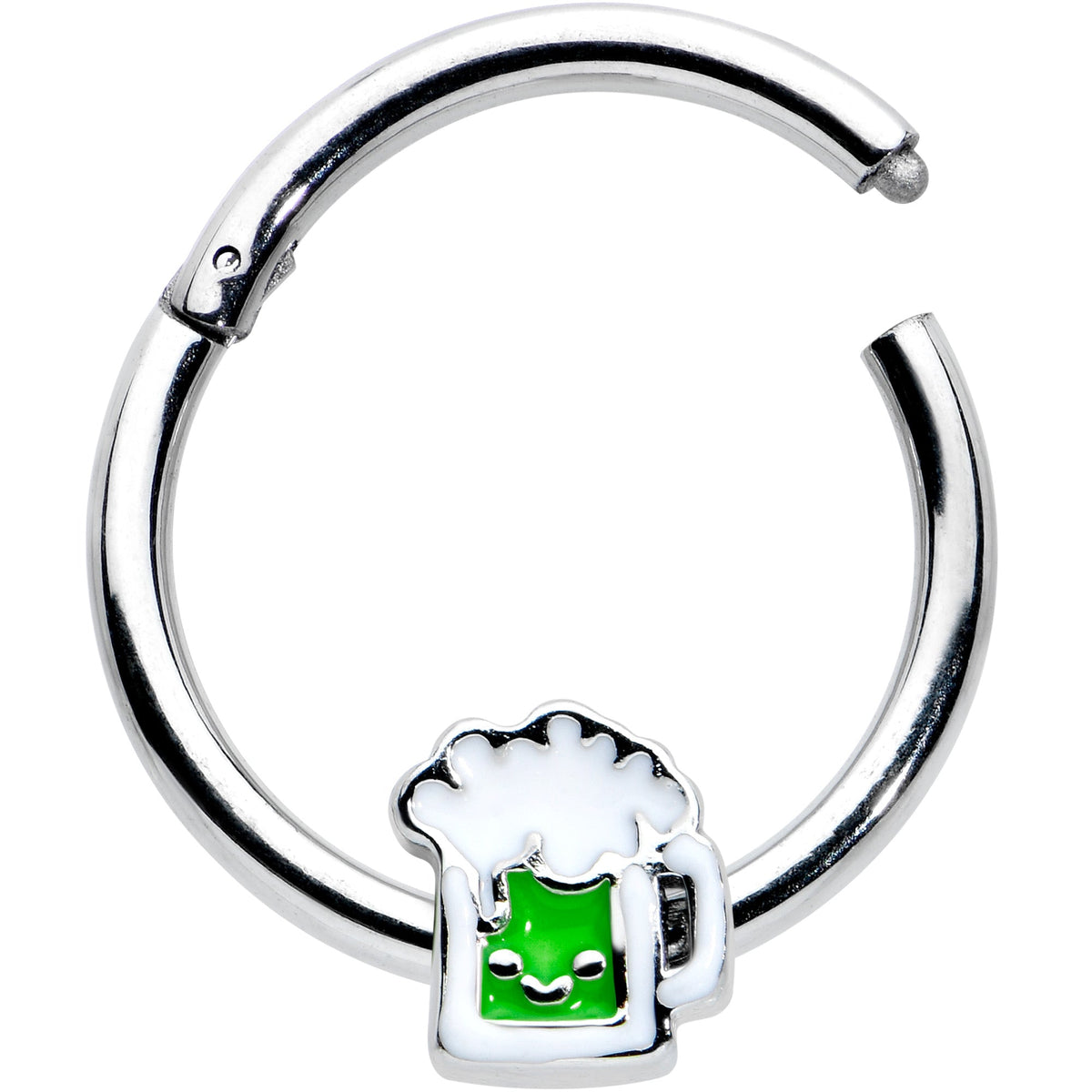 16G 3/8 Sweet Happy Green Beer St Patricks Hinged Segment Ring