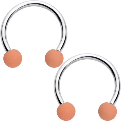 16G 3/8 Matte Brown Peach Cream Horseshoe Circular Barbell Set of 6