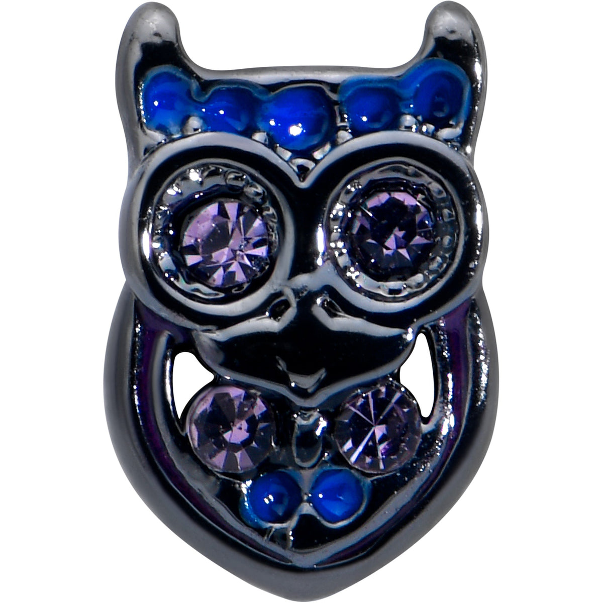 16G 5/16 Purple Gem Black Opulent Owl Labret Monroe Tragus