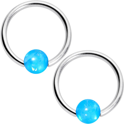 16G 3/8 Blue Faux Opal Horseshoe BCR Captive Ring Set of 4