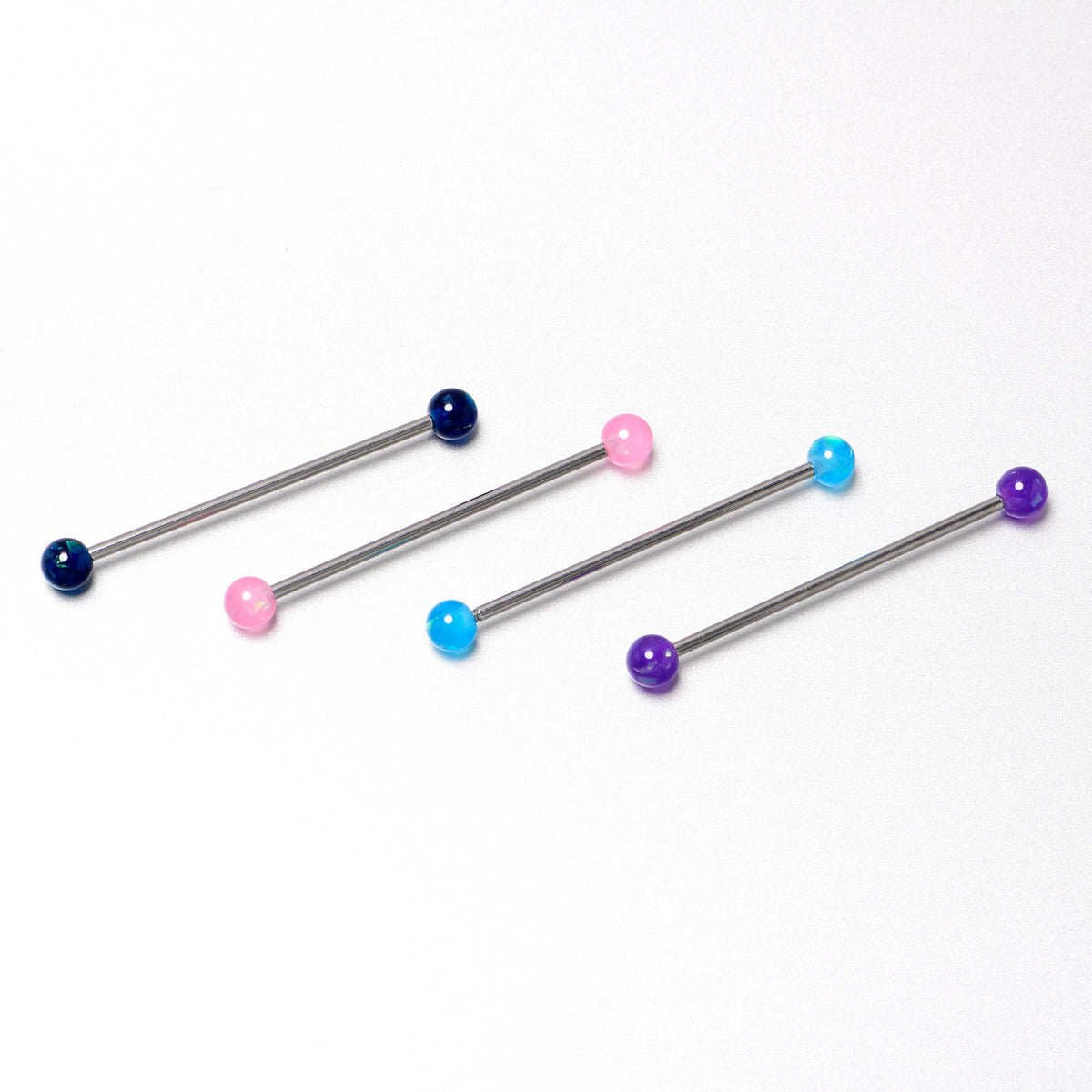 14G Pink Blue Purple Faux Opal Pack Industrial Barbell Set of 4