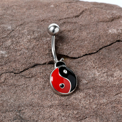 Clear Gem Ladybug Yin Yang Belly Ring