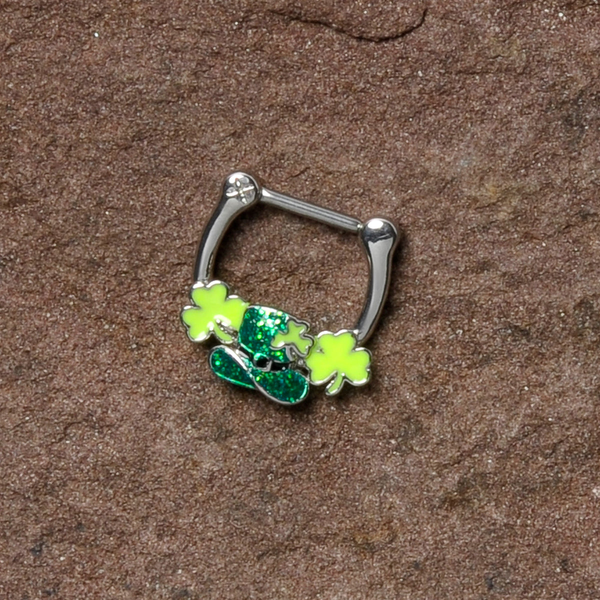 16G 5/16 Glitter Top Hat Shamrock St Patricks Cartilage Clicker