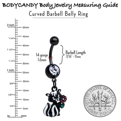 Clear Gem Black Funky Skunk Dangle Belly Ring