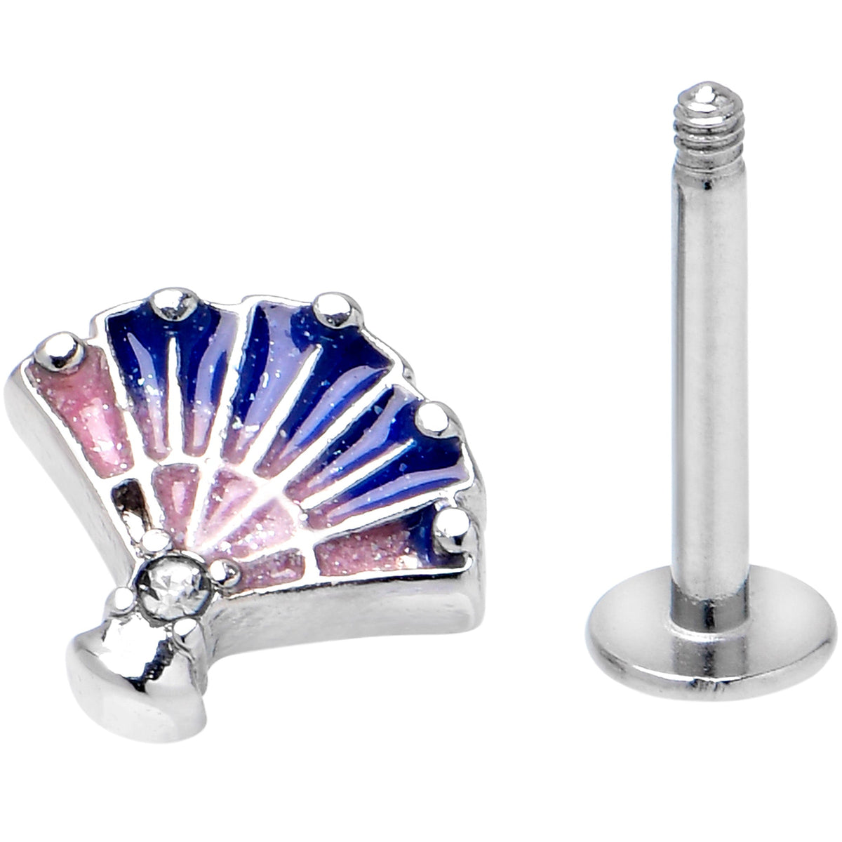 16G 5/16 Clear CZ Gem Mesmerizing Ocean Sea Shell Magic Labret Tragus