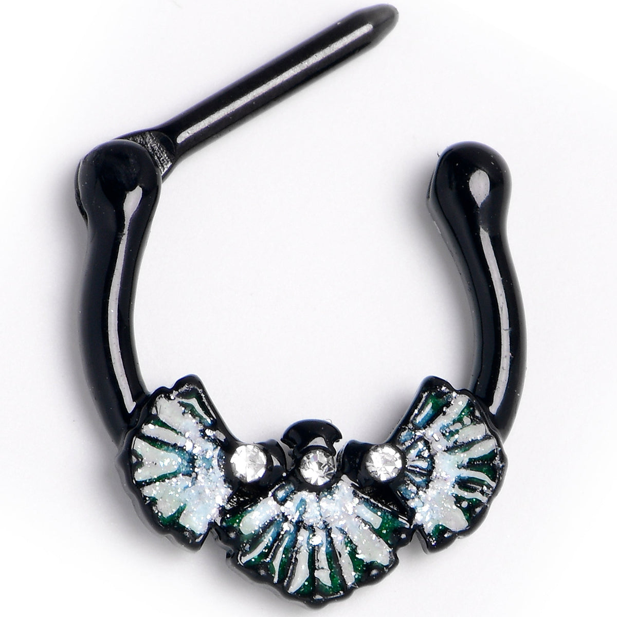16G 5/6 Black PVD S White Ocean Magic Sea Shells Septum Clicker