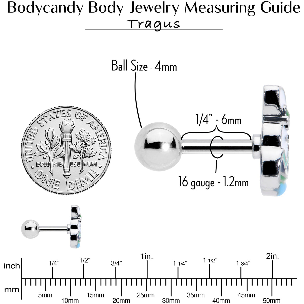 16G 1/4 Easter Egg Bunny Cartilage Tragus Earring