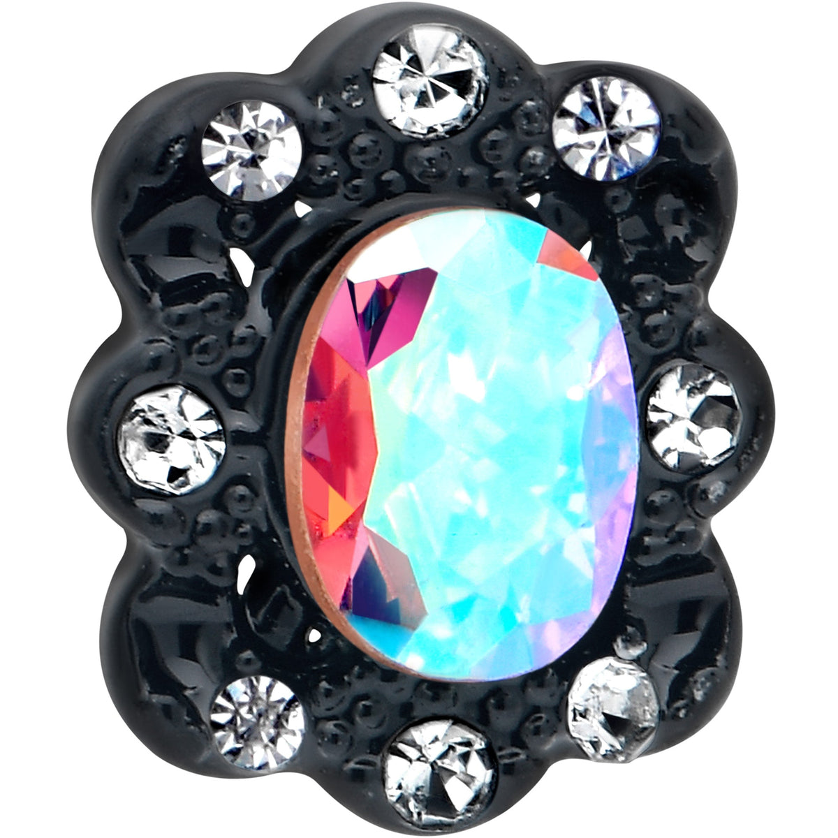 16G 5/16 Aurora Gem Black Filigree Fantasy Labret Monroe Tragus