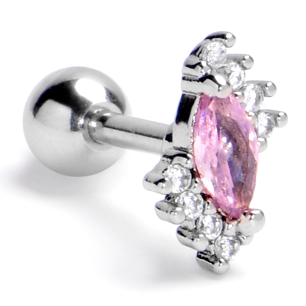 16G 1/4 Pink Gem Firey Drop Cartilage Tragus Earring
