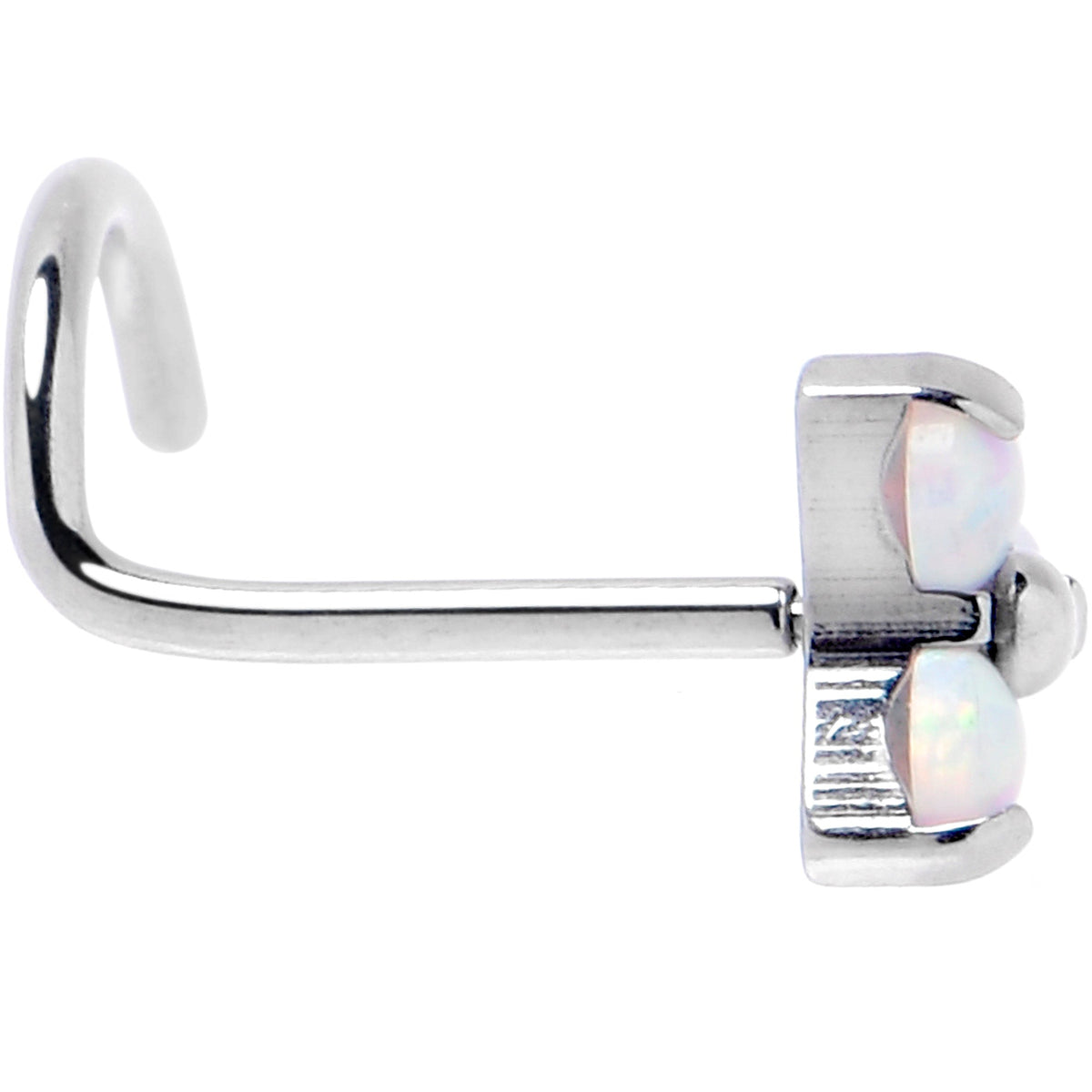 20G 1/4 White Synthetic Opal ASTM F-136 Implant Grade Titanium Threadless Left Nose Screw