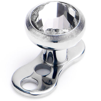 14G 4mm Gem Bezel Top 3 Hole Dermal Implant Grade Titanium Anchor Base