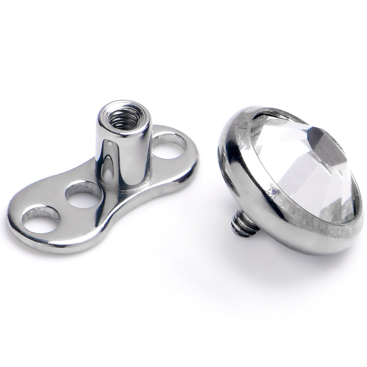 16G 5mm Gem Bezel Top 3 Hole Dermal Implant Grade Titanium Anchor Base