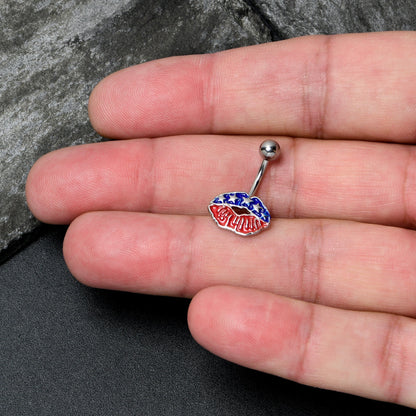 Patriotic Kissy Lips Belly Ring