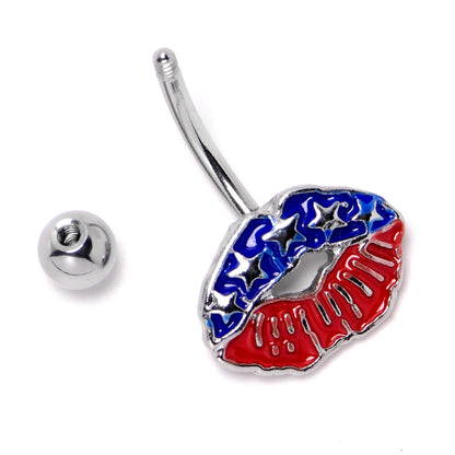 Patriotic Kissy Lips Belly Ring