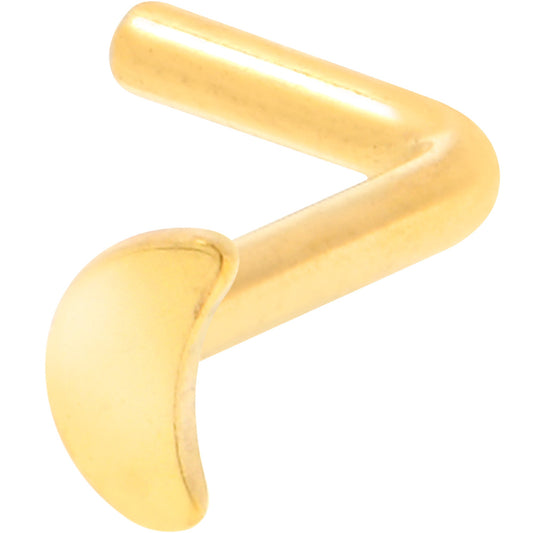 18G 1/4 Gold Tone ASTM F-136 Implant Grade Titanium Moon End L Shape Nose Ring