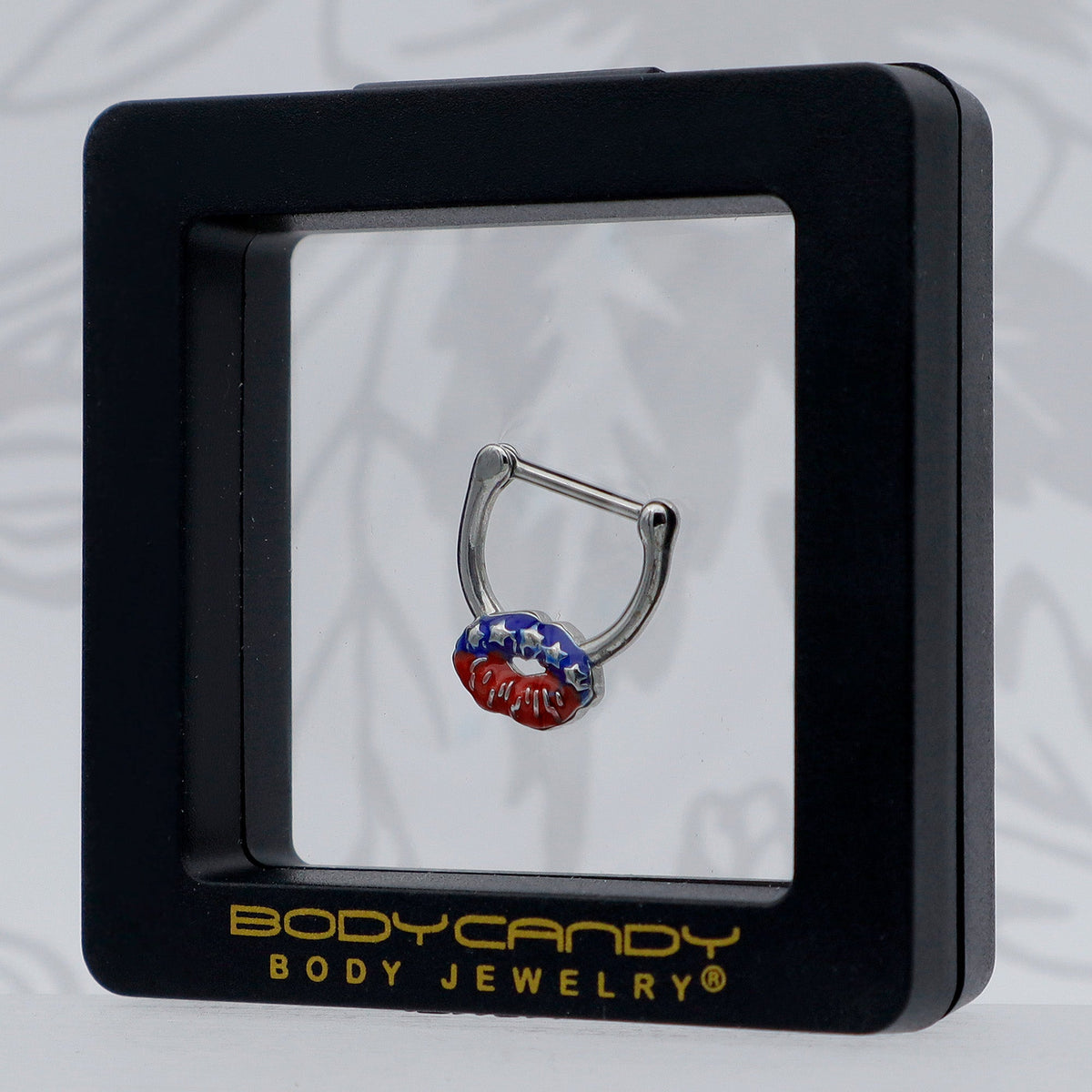 16G 5/16 Patriotic Kissy Lips Cartilage Clicker
