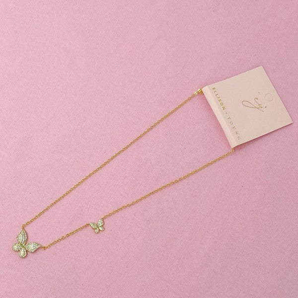 Double Shine Butterfly  Necklace