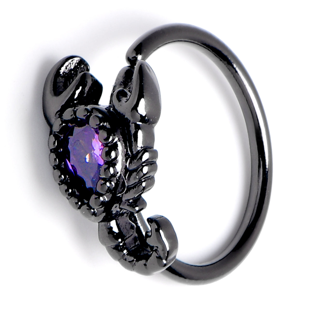 20G Black Goth Scorpion Purple Nose Hoop