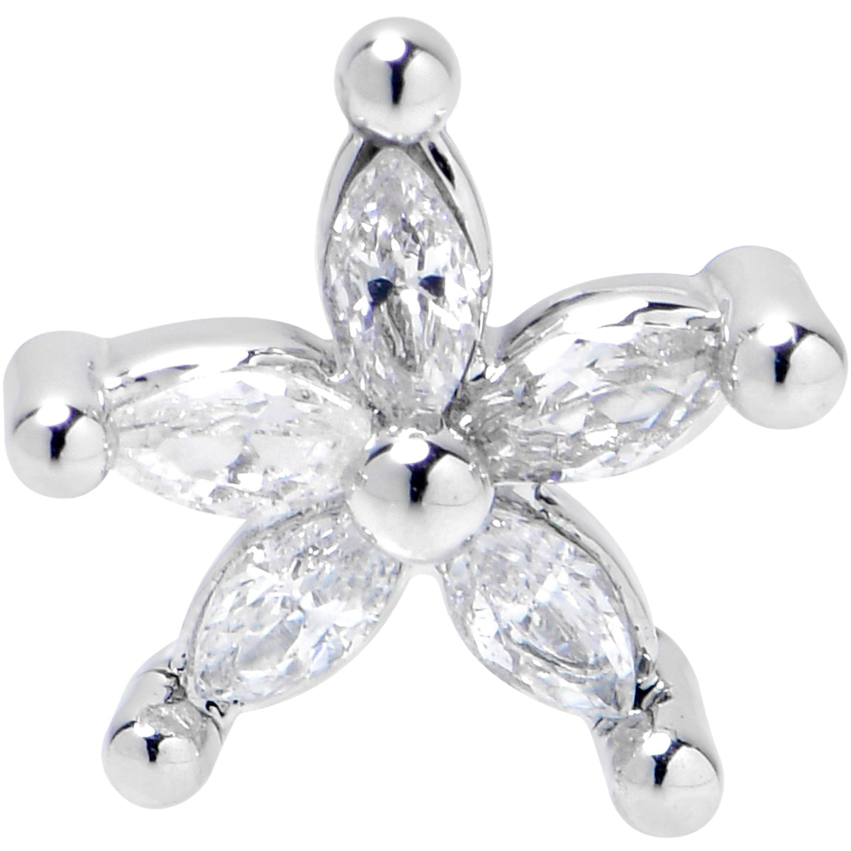 16G 5/16 Clear CZ Gem Flower Fantastic Internally Threaded Labret