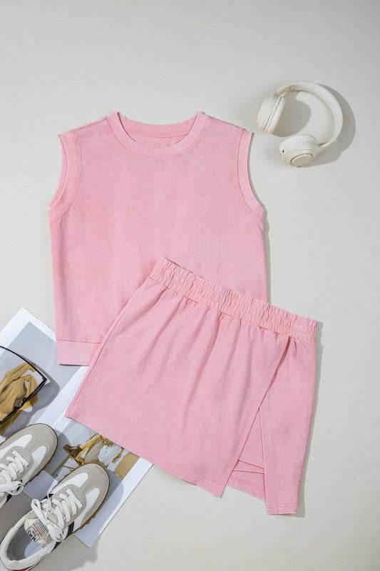 Aria 2 Pieces Mineral Wash Cotton Tank Top Lined S