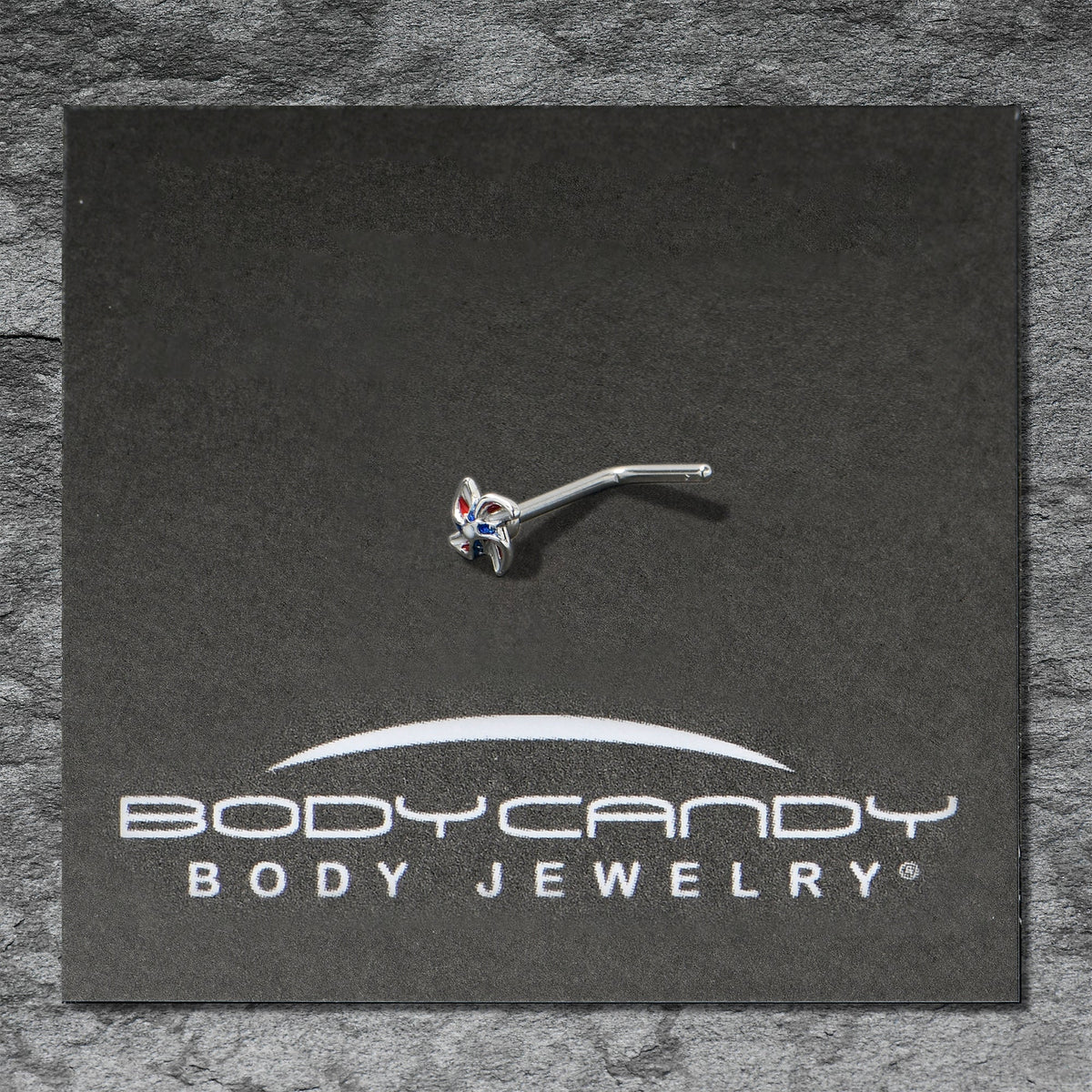 20G 7mm Patriotic Pinwheel L Shape Nose Ring